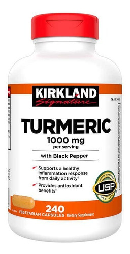 Cúrcuma, 1000 mg, 240 cápsulas, Kirkland Imp USA, sabor sin sabor