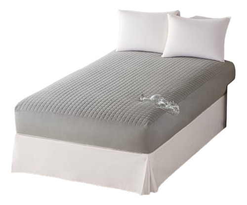 Protector P/colchon Gris Individual Repelente Basic Concord Diseño De La Tela Liso