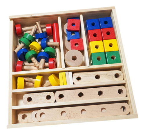 Juego De Construcción De Bloques De Madera Con Tuercas Y