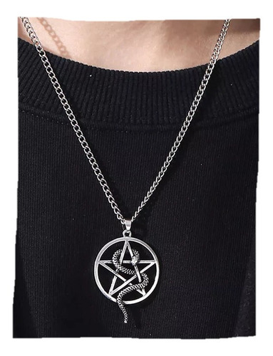 Collar Estrella Serpiente Culebra Pentagrama Talisman Gotico