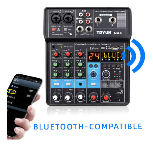 4-channel Bluetooth Studio Audio Mixer Dj Live Sound Mix Ttd
