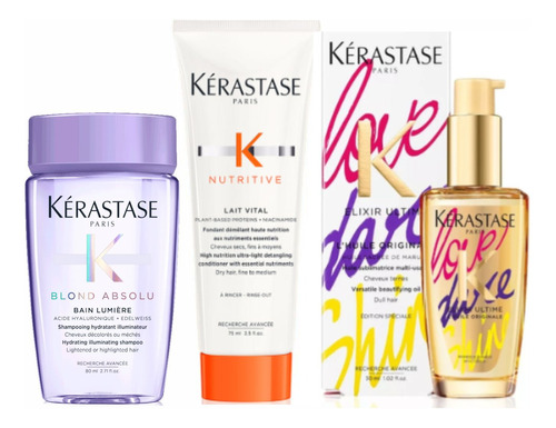 Kerastase Bain Lumiere 80 Ml+lait Vital 75 Ml + Elixir 30 Ml