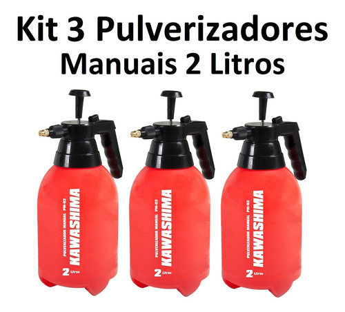 Kit 3 Borrifador De Pressão Uso Doméstico 2 Litros Pulveriza