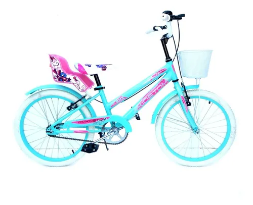 Bicicleta Rodado 20 Kids Nena Lujo Full Canasto Flecos R20