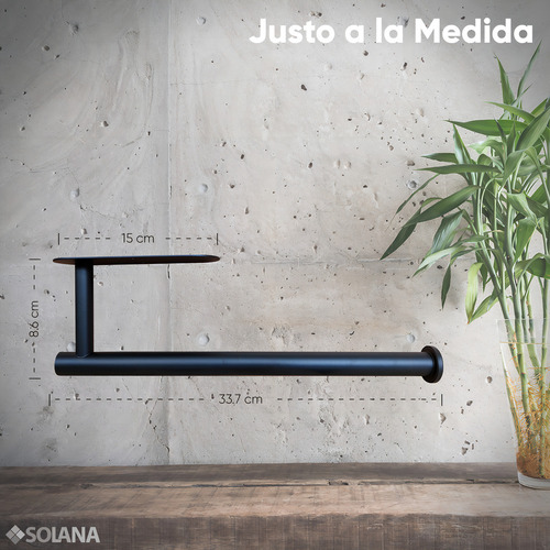Solana Soporte De Toallas De Cocina De Acero Inoxidable Modelo Okra / Porta Servitoallas De Pared Color Negro Diseño Ahorra Espacio