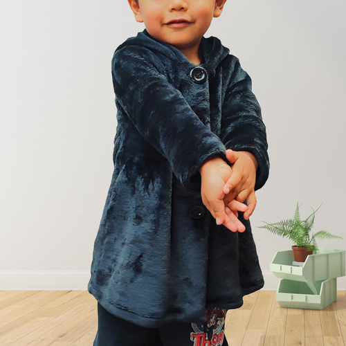 Abrigo Polar Con Gorro Niño Niña