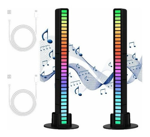 Barra Luz Led Audio Rítmico Rgb Gamer Tiktok Auto Pack X 2