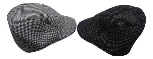 Boina Cuadrille Forrada Mujer Hombre Invierno Inglesa Gris Y Blanco L Lana Acrílica