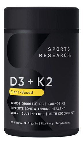 Vitamina K2 + D3 Con Aceite De Coco Orgánico Para Una Mejor 