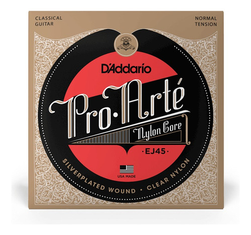 Cuerdas Guitarra Clásica D'addario Pro-arté Ej45 Clear Nylon