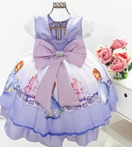 Vestido Tematico Infantil Princesa Sofia E Tiara - R$ 112,52  Princesa  sofia, Vestidos infantis, Aniversário princesa sofia