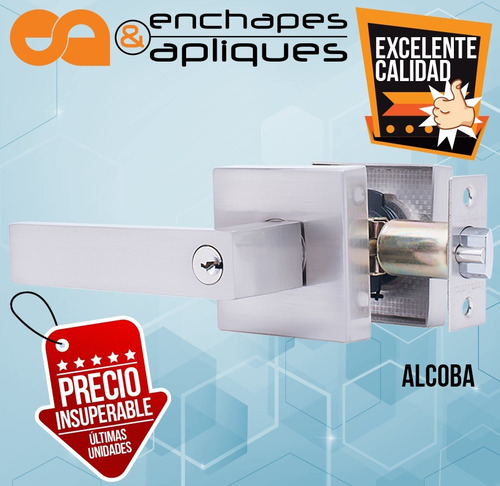 Imagen 2 de 7 de Chapa Manija Cerradura Cuadrada | Alcoba