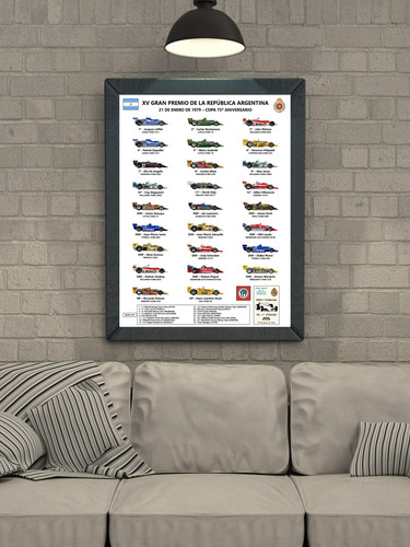Cuadro Deco Gp Argentina Formula 1 1979 - Podio Reutemann F1 Blanco Blanco