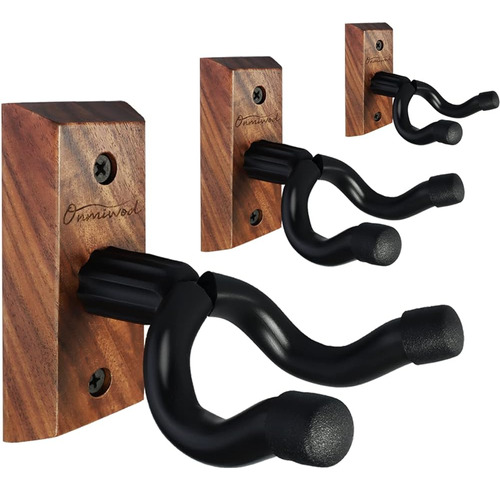 Guitar Wall Mount 3 Pack, Black Walnut Wood Guitar Hanger, U