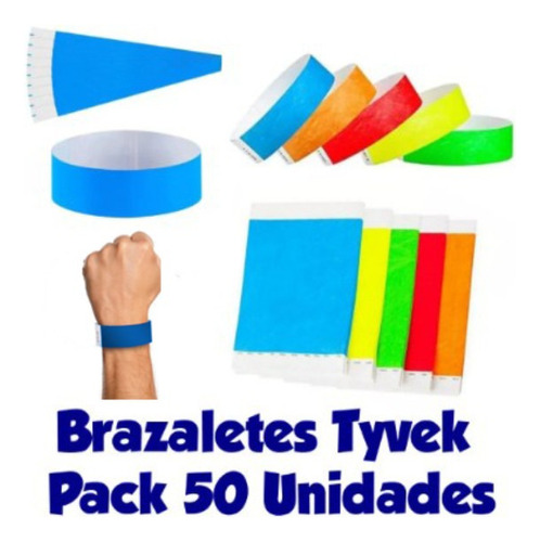 Brazaletes Personalizados Tyvek Pack 50 Unidades