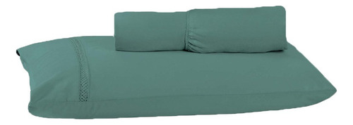 Jogo De Lençol Cama Solteiro 2 Peças 400 Fios Ponto Infinity Cor Verde Desenho Do Tecido Liso