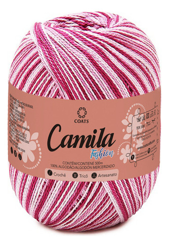 Linha Camila Fashion Matizada Crochê Tricô Varias Cores 500m Cor 05096 - Vinho/rosa