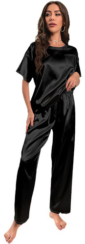 Conjunto De Pijama Pantalone De Satén De Dos Piezas Para Muj