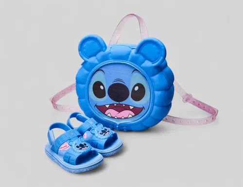 Sandália Grendene Kids Disney Puff Bag Kit-23224 Azul/rosa Liso 22 Br - Miniatura 3