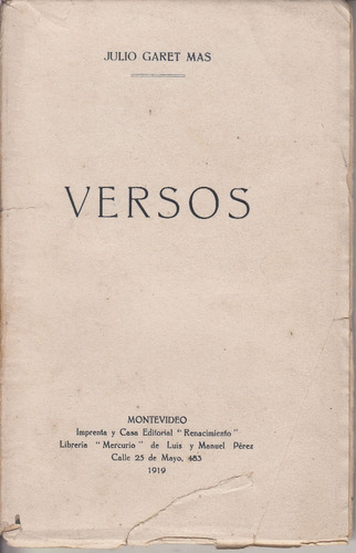 1922 Poesia Uruguay Julio Garet Mas Poema Escaso Artigas