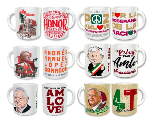 6 Tazas Amlo Presidente Andres Manuel Lopez Obrador Regalo