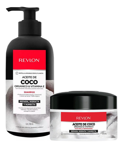  Shampoo Para Cabello + Tratamiento Revlon Aceite De Coco 2pz
