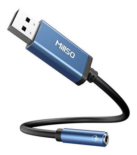 Millso - Adaptador De Audio Usb A 0.138 In, Sapphire Blue