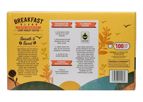 Member's Mark Breakfast Blend, Single-serve Cups (100 Ct.)