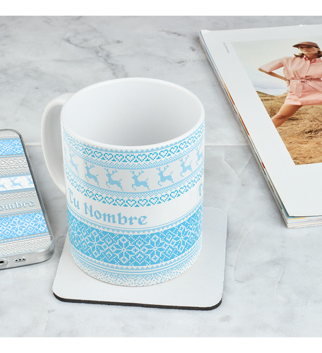 Taza Ugly Sweater Azul Navideño Con Tu Nombre