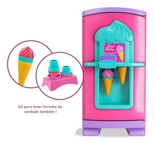 Imagem 5 de 7 de Geladeira Sai Sorvete De Verdade Sweet Fantasy C/ Acessórios