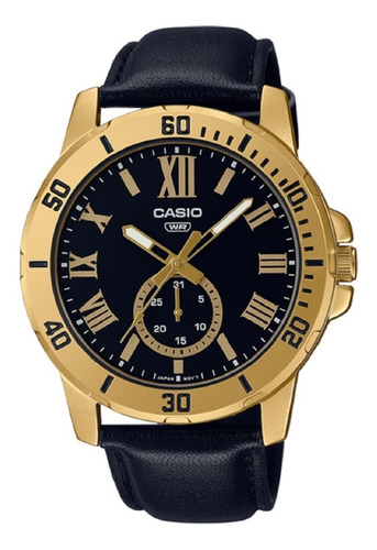 Reloj Casio Hombre Mtp Vd200gl 1b Cuero  Original