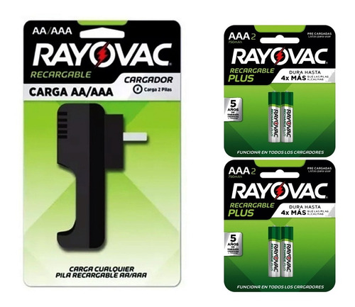 Cargador Pilas Recargables Aa Aaa Rayovac + 4 Aaa 750mah