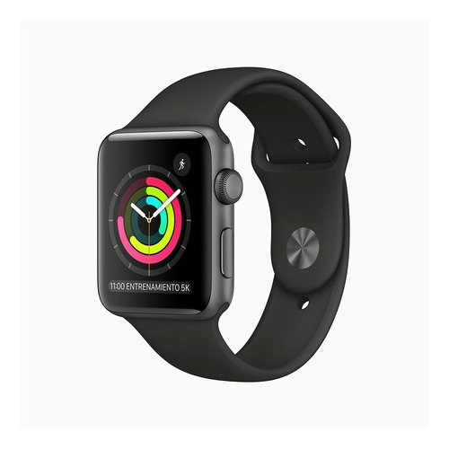 Imagen 1 de 6 de Apple Watch Series 3 (GPS) - Caja de aluminio gris espacial de 42 mm - Correa deportiva negro
