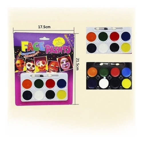 Kit Pinta Caritas Maquillaje Halloween Fiestas 8 Colores