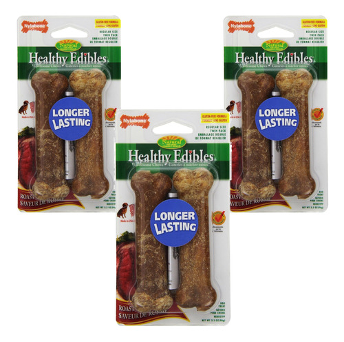 Nylabone Healthy Edibles - Huesos Con Sabor A Carne Asada, T