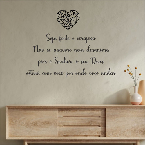 Placa Decorativa Versículo Josué 1:9 Mdf Preto