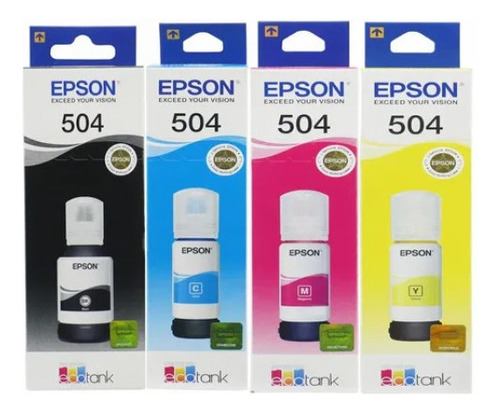 Kit 4 Refil Para Epson T504 L4150 L4160 L4260 L6161 L6171 Tinta Colors