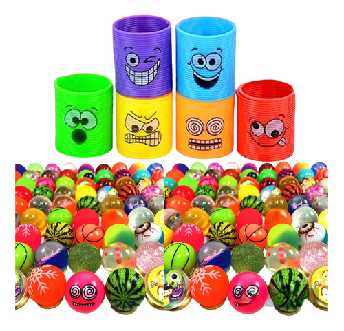 Combo Juguete Piñata Resorte Emoji Más Pelota  Saltarina 10u