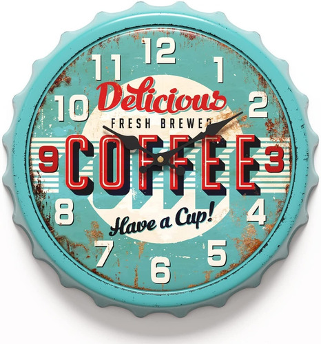 Reloj Retro Vintage Coffee, Con Diseño De Tapa De Botella