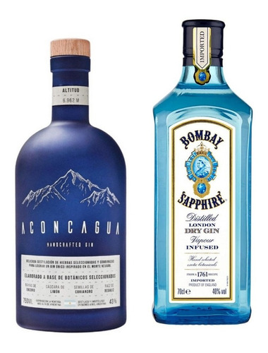 Gin Aconcagua 750 Ml + Bombay London Dry 750ml Zetta Bebidas