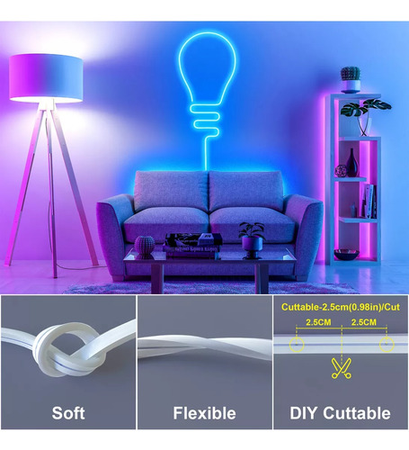 Tira Luz Led Neon Rgb Bluetooth 6m Ip68 De Cuarto,tv,cocina