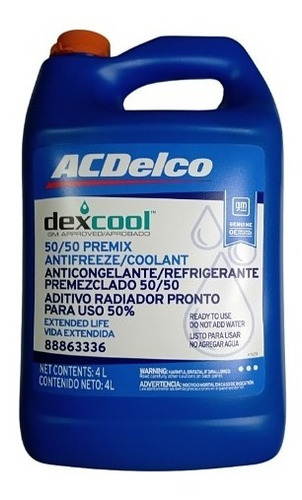 Refrigerante Acdelco Original Galón De 4 Lts 50/50 Dexcool