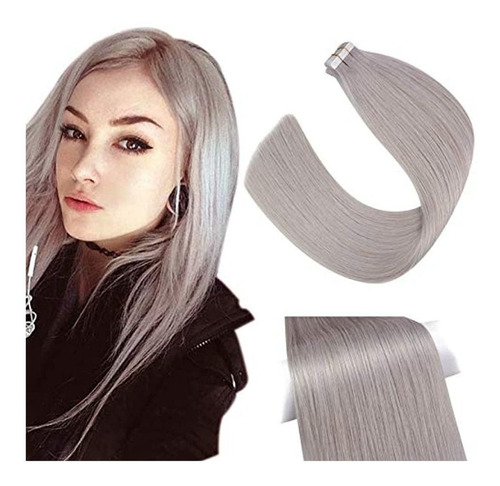 Extensiones De Cabello Humano,color Gris.marca Pyle