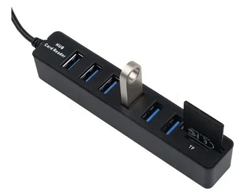 Hub 6 Puertos Adaptador 2 En 1 Multi Usb 3.0 Con Tarjeta Sd 