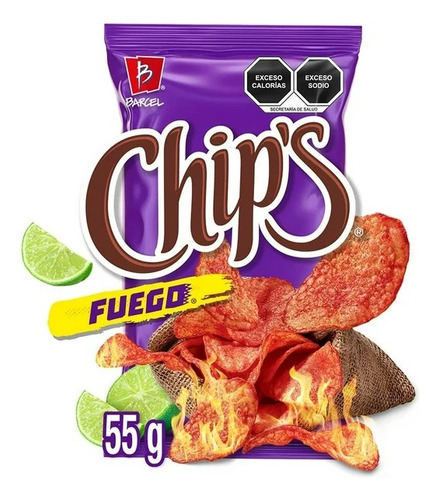 2 Pzas Papas Fritas Barcel Chips Fuego 55 G