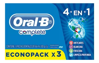 Pasta Dental Oral B Complete 4en1 66ml X3 Unidades