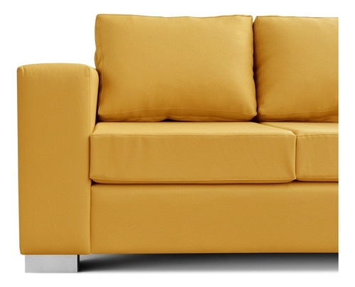 Sillón 3 Cuerpos Virginia Tapizado En Ecocuero Color Ocre Diseño De La Tela Eco Cuero