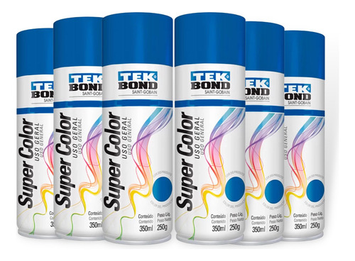 Spray Tek Bond Azul Metálico Super Color 350ml Emb. C/06