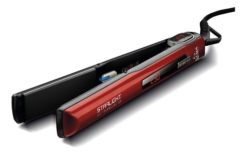 Planchita de pelo GA.MA Italy Starlight Digital IHT Tourmaline Ion Plus roja y negra 110V/220V