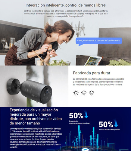 Ezviz Eb3 2k Camara Con Bateria Recargable Con Panel Solar